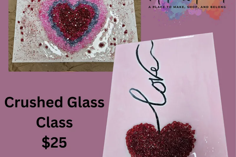 💎 Crushed Glass Art – Valentine Hearts