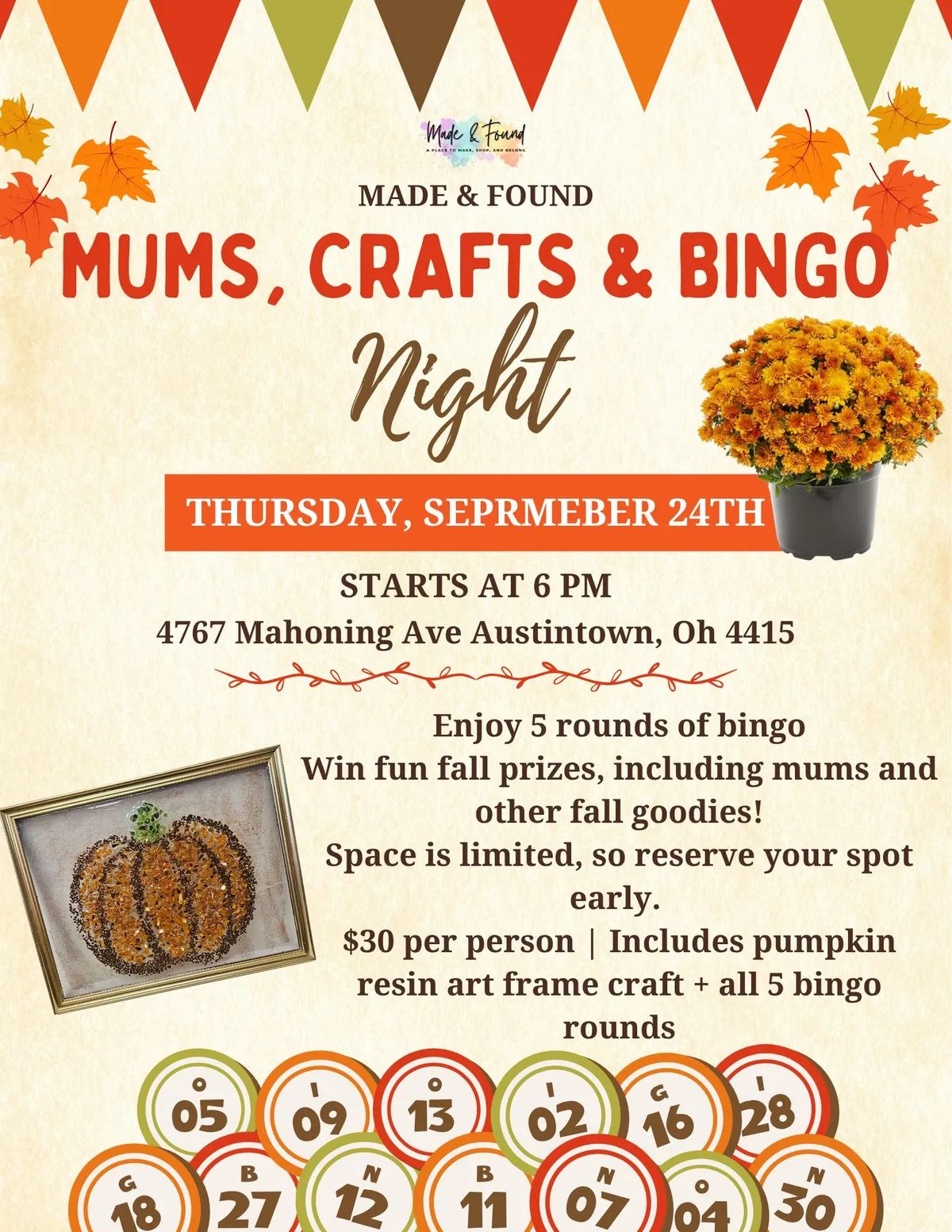 šš Mums, Crafts & Bingo Night! šš