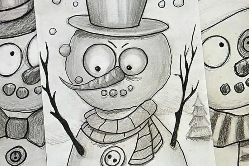 ✏️ Charcoal Drawing Class: Snowmen